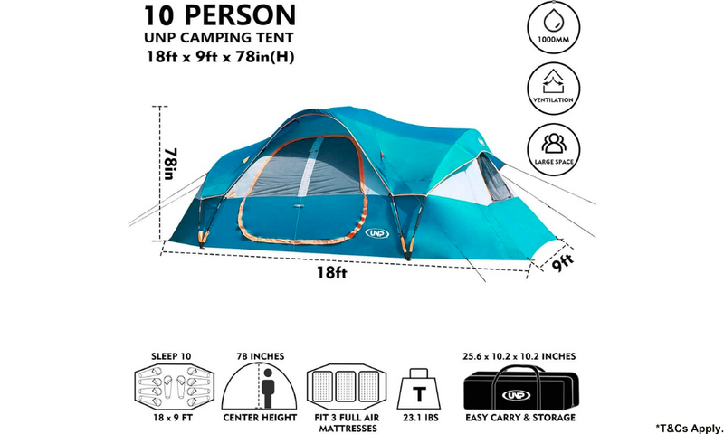 UNP Camping Tent 10 Person Family Tents