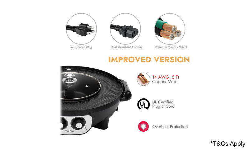 Food Party 2 in1 Electric Smokeless Grill and Hot Pot (Hot Pot)