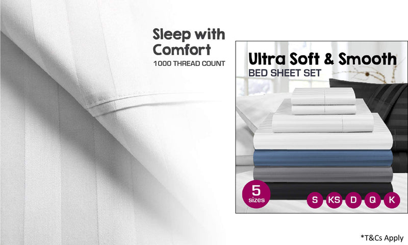 Luxor Linen 1000TC Ultra Soft Microfibre Sheet Set, Grey, Queen